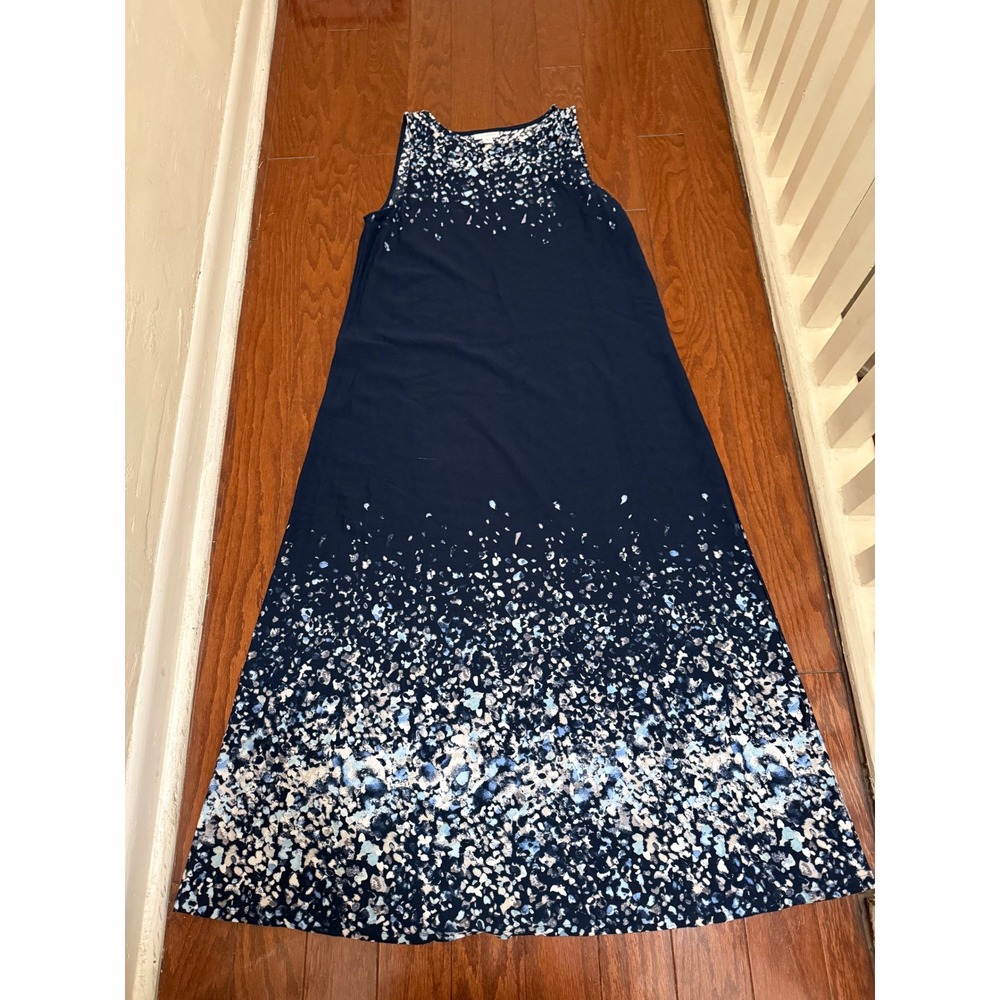 Pure‎ Jill J. Jill Navy Blue Mosaic Print Sleeveless Maxi Dress Womens Medium